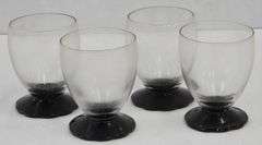 (Q) 4 MCM Black Lily Pad Cordial Glasses