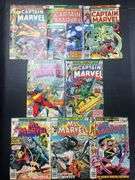 (J) Marvel Comics Captain Marvel, Ms. Marvel, And West Coast Avengers Comic Books.