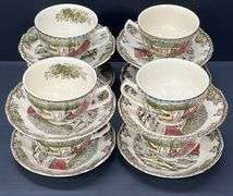 (Q) 8 “The Ice House” The Friendly Village Cups And Saucers