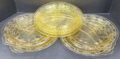 (Q) Yellow Depression Glass - Anchor Hocking Cameo Ballerina - Divided Plates