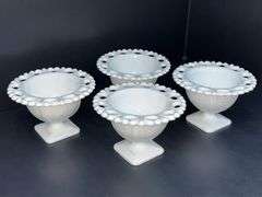 (Q) Milk Glass - Indiana Glass - Pedestal Bowls-Compote
