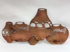 3ft Southwestern Pottery Metal Art Sculpture
