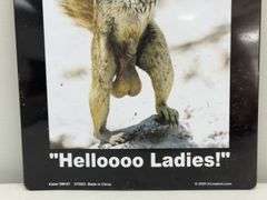 Hello Ladies Squirrel Metal Sign