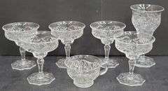 (Q) McKee Rock Crystal Champagne Glasses, Water Goblet And Cup