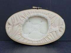 (Q) Quilted Flowers Applique Hand Stitched And Displayed In Embroidery Hoops