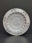 (Q) Vintage Hand-Wrought Aluminum Serving Trays And Plates With Floral Designs