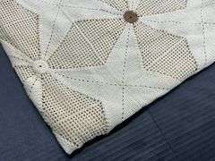 (Q) Hand Crafted Cream Knit Bedspread With Fringed Edges