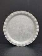 (Q) Vintage Hand-Wrought Aluminum Serving Trays And Plates With Floral Designs