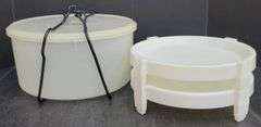 (Q) Vintage Tupperware Round Carry All Container With Stacker Trays/Dividers