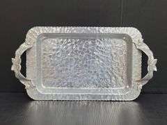 (Q) 3 Hammered Aluminum Serving Trays From Brands Including Cromwell And Trade Continental