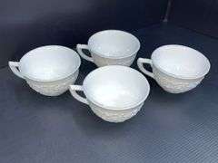 (Q) Milk Glass - Indiana Glass Orange Blossom Teacups
