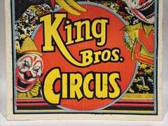 Vintage King Bros Circus Card Stock Advertising Poster Sign