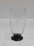 (Q) 4 MCM Black Lily Pad Etched Tumblers