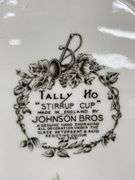 (Q) Two Tally Ho Stirrup Salad Plates And 1 Heritage Hall Colonial Overhang Ironstone Cup, Johnson Bros Collection