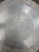 (Q) Vintage Hand-Wrought Aluminum Serving Trays And Plates With Floral Designs