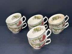 (Q) Friendly Village 8 Place Settings In The School House, Covered Bridge, The Ice House And Sugar Maples Patterns