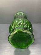 (Q) FTD Emerald Glass Vase 1978, 2 Medium Emerald Glass Vases And 1 Thin Light Green Vase