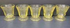 (Q) Yellow Depression Glass - Hazel-Atlas Florentine - Cups & Glasses