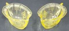 (Q) Yellow Depression Glass -Princess Topaz- Creamers