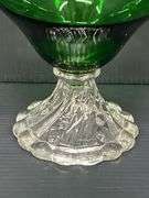(Q) Set Of 7 Anchor Hocking Forest Green "Burple" Footed Champagne/Sherbet Glasses