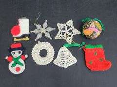 (Q) Christmas Ornaments Including Blown Glass, Stitched, Wood Cutouts, Etc