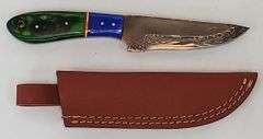 (II) Damascus Steel Hunting Knife With Sheath