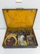 Vintage Tin Box Full Of Vintage Clock & Toy Parts