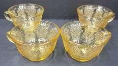 (Q) Yellow Depression Glass - Federal Glass Normandie Bouquet and Lattice - Teacups