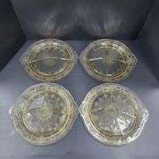 (Q) Yellow Depression Glass - Anchor Hocking Cameo Ballerina - Divided Plates