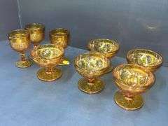 Q) Amber Glass - Indiana Glass Tiara - Cups