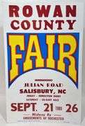 Vintage Rowan County Fair Circus Card Stock Advertising Poster Sign