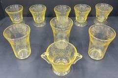 (Q) Yellow Depression Glass - Hazel-Atlas Florentine - Cups & Glasses