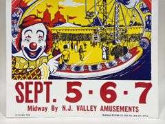 Vintage Oradell Carnival Card Stock Advertising Poster Sign