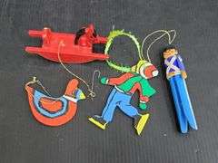 (Q) Vintage Christmas Ornaments Including Glass, Wood Cutouts, Beaded And More