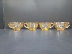 (Q) Topaz Depression Glass - Anchor Hocking Cameo Ballerina - Tea Cups