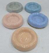 (Q) 7 Ashtrays Includes Frankoma,  Amber Glass, And Ceramic