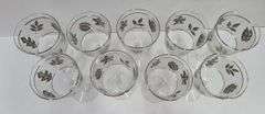 (Q) 9 Libbey Silver Leaf MCM Wine Glasses