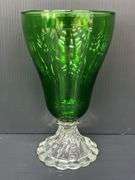 (Q) Set Of 8 Anchor Hocking Forest Green "Burple" Footed Tumblers