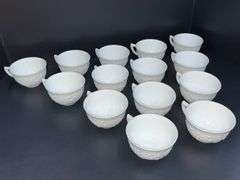 (Q) Milk Glass - Indiana Glass Orange Blossom Teacups