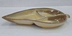 (Q) Frankoma Yellow & Brown Pottery Candlestick Holder, Planter, And Divided Relish Tray