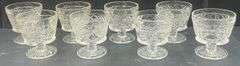 (Q) Hazel Atlas Big Top Peanut Butter Diamond And Fan Sherbet Glasses.