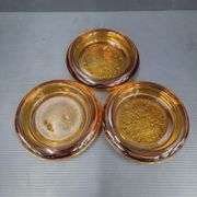 Q) Amber Glass - Indiana Glass Tiara - Coasters & Heart Trinket Dish