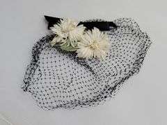 (Q) Four Vintage Ladies Pillbox Hats And Hairpins With Decorative Flowers And Tulle
