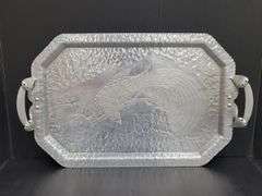 (Q) 3 Hammered Aluminum Serving Trays From Brands Including Cromwell And Trade Continental