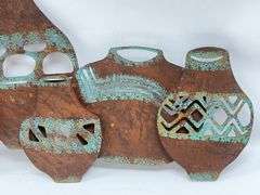 3ft Southwestern Pottery Metal Art Sculpture
