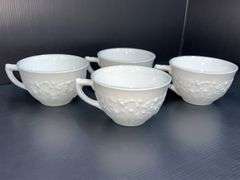 (Q) Milk Glass - Indiana Glass Orange Blossom Teacups