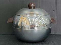 (Q) Vintage Aluminum West Bend Penguin Hot And Cold Server And Unbranded Sugar Canister