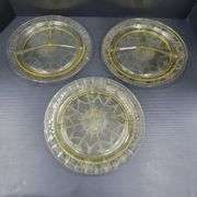 (Q) Yellow Depression Glass - Anchor Hocking Cameo Ballerina - Divided Plates