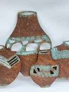 3ft Southwestern Pottery Metal Art Sculpture