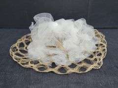 (Q) Four Vintage Ladies Pillbox Hats And Hairpins With Decorative Flowers And Tulle